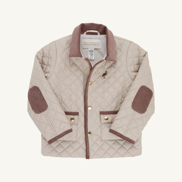 Caldwell Quilted Coat - Keeneland Khaki with Gray Bay Brown Corduroy