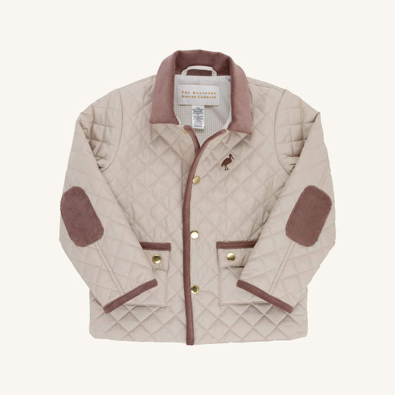 Caldwell Quilted Coat - Keeneland Khaki with Gray Bay Brown Corduroy