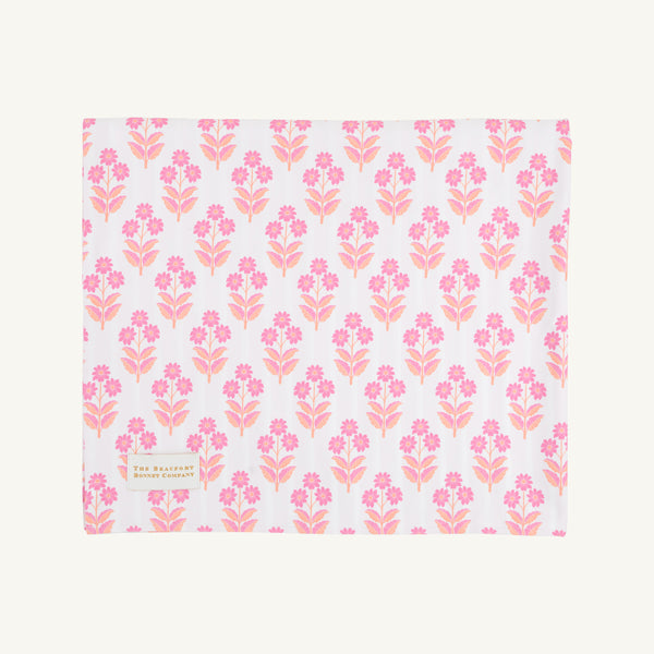 Calloway Quick Dry Towel - Bridgetown Harbour Hand Block with Sea Wall Stripe (Winter Park Pink)
