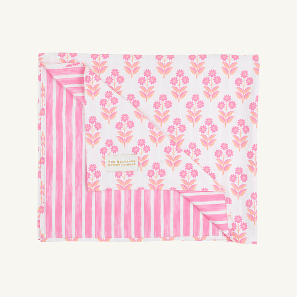 Calloway Quick Dry Towel - Bridgetown Harbour Hand Block with Sea Wall Stripe (Winter Park Pink)