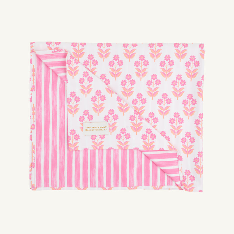 Calloway Quick Dry Towel - Bridgetown Harbour Hand Block with Sea Wall Stripe (Winter Park Pink)