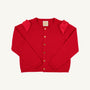 The Beaufort Bonnet Company’s Cambridge Cardigan – Richmond Red with Bows features long sleeves, gold buttons, and two fabric bows on the shoulders. Laid flat on a plain white background, this charming piece is perfect for adding a sweet touch to your little one’s wardrobe.