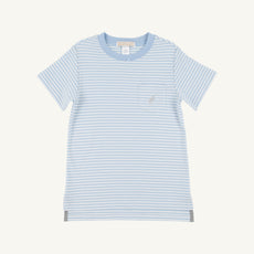 Carter Crewneck - Beale Street Blue Stripe with Grantley Gray Stork