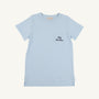 Carter Crewneck - Buckhead Blue with Nantucket Navy Big Brother light blue Pima cotton crewneck t-shirt with a chest pocket embroidered with Big Brother in navy blue, perfect as a baby announcement outfit.