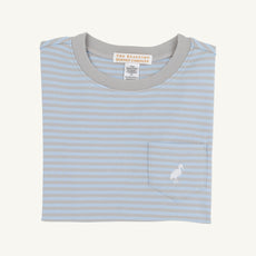 Carter Crewneck - Beale Street Blue & Grantley Gray Stripe with Worth Avenue White Stork