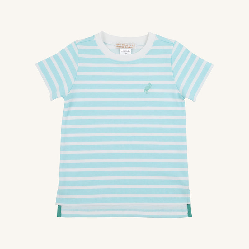 Carter Crewneck - Edisto Egg Blue Stripe with Turks Teal Stork