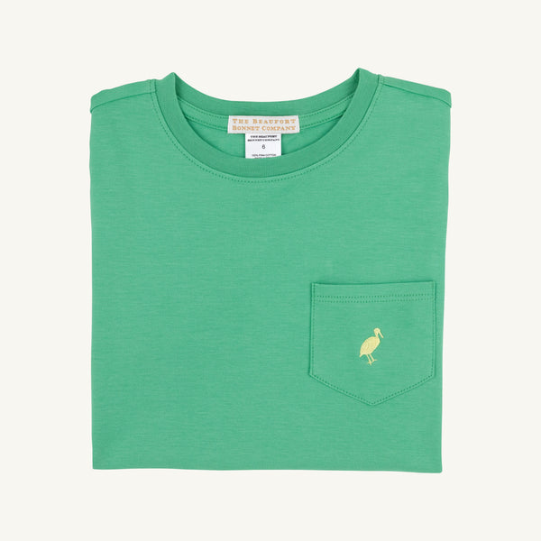 Carter Crewneck - Gibson Island Green with Lake Worth Yellow Stork