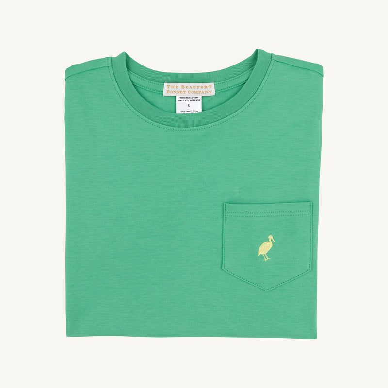 Carter Crewneck - Gibson Island Green with Lake Worth Yellow Stork