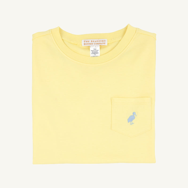 Carter Crewneck - Lake Worth Yellow with Sarasota Sky Stork