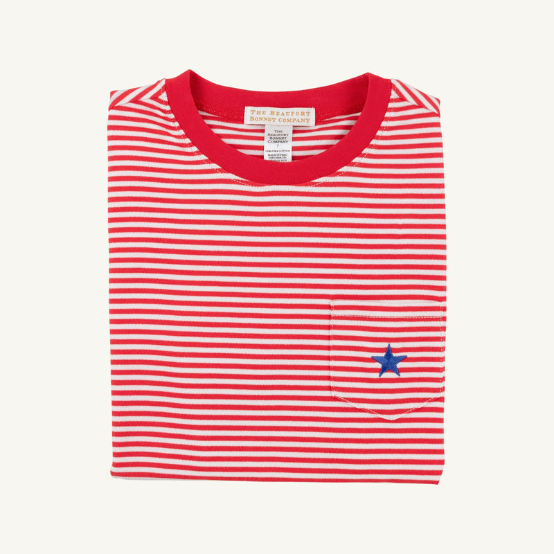Carter Crewneck - Richmond Red Stripe with Richmond Red & Rockefeller Royal Star