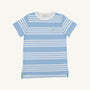 Carter Crewneck - Saddle Ridge Stripe (Sarasota Sky) with Gibson Island Green Stork