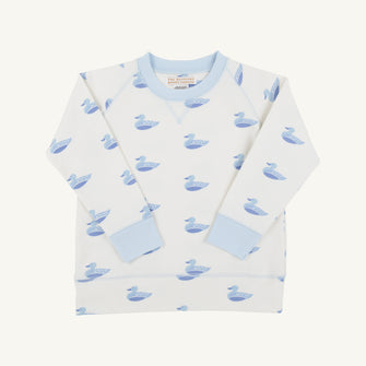 Embroidery result for: Cassidy Comfy Crewneck - Merrimack Quack Quacks with Buckhead Blue