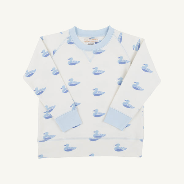 Cassidy Comfy Crewneck - Merrimack Quack Quacks with Buckhead Blue