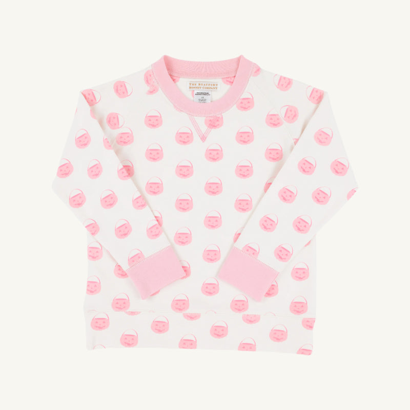 Cassidy Comfy Crewneck - Vintage-Prep Pumpkin Pails with Sandpearl Pink