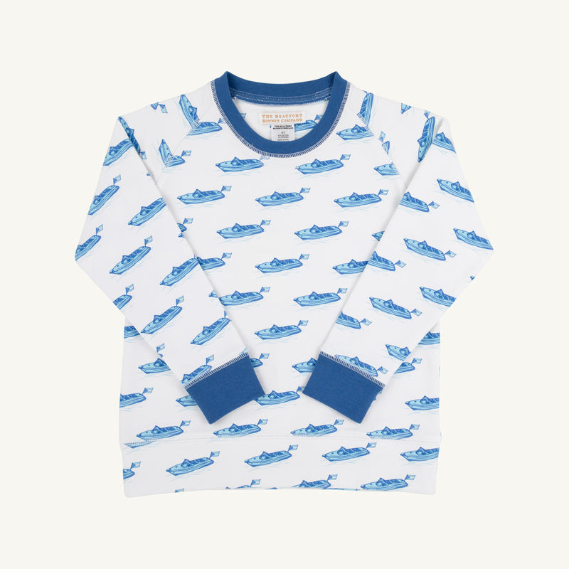 Cassidy Comfy Crewneck - Briland Time with Wood Boat Blue