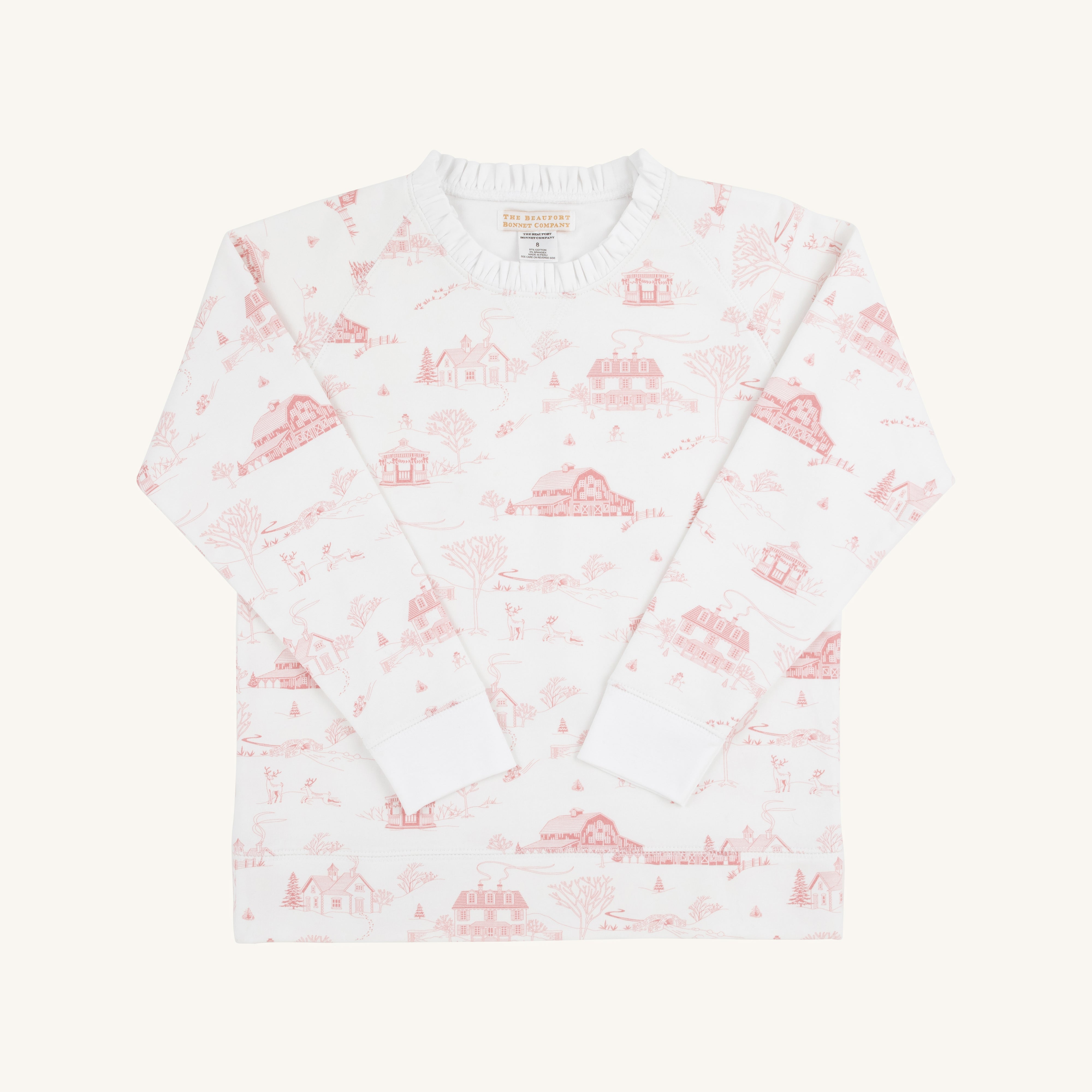 Cassidy Comfy Crewneck - York Town Toile with Worth Avenue White