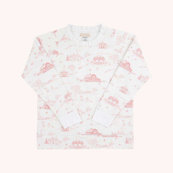 Cassidy Comfy Crewneck - York Town Toile with Worth Avenue White