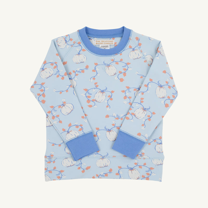 Cassidy Comfy Crewneck - Gourd-geous (Buckhead Blue) with Sunrise Blvd Blue