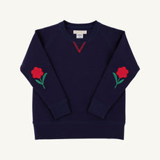 Cassidy Comfy Crewneck - Nantucket Navy with Flowers