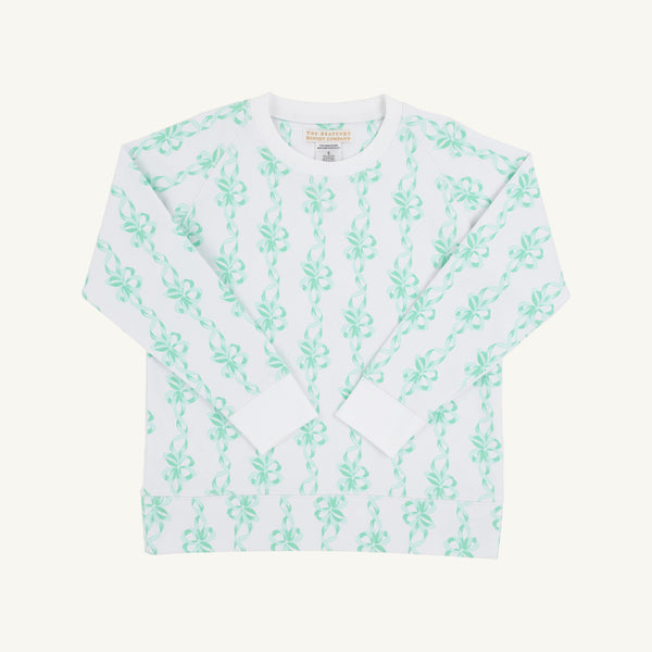 Cassidy Comfy Crewneck - Befitting Bows & Worth Avenue White