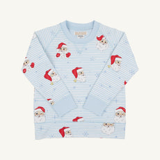 Cassidy Comfy Crewneck - Dear Santa (Buckhead Blue Stripe) with Buckhead Blue