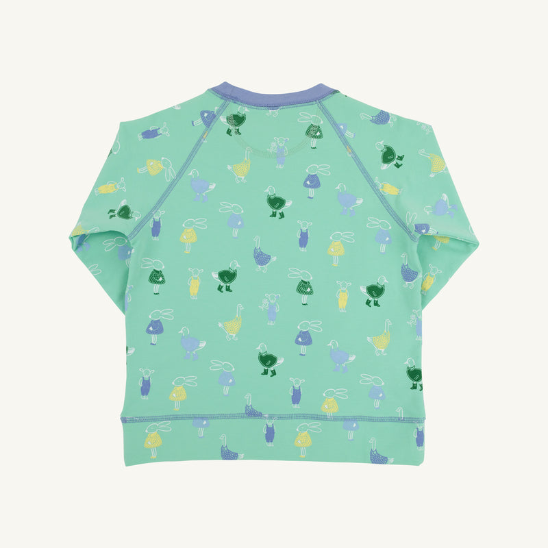 Cassidy Comfy Crewneck - Farm Life Friends (Periwinkle) with Park City Periwinkle