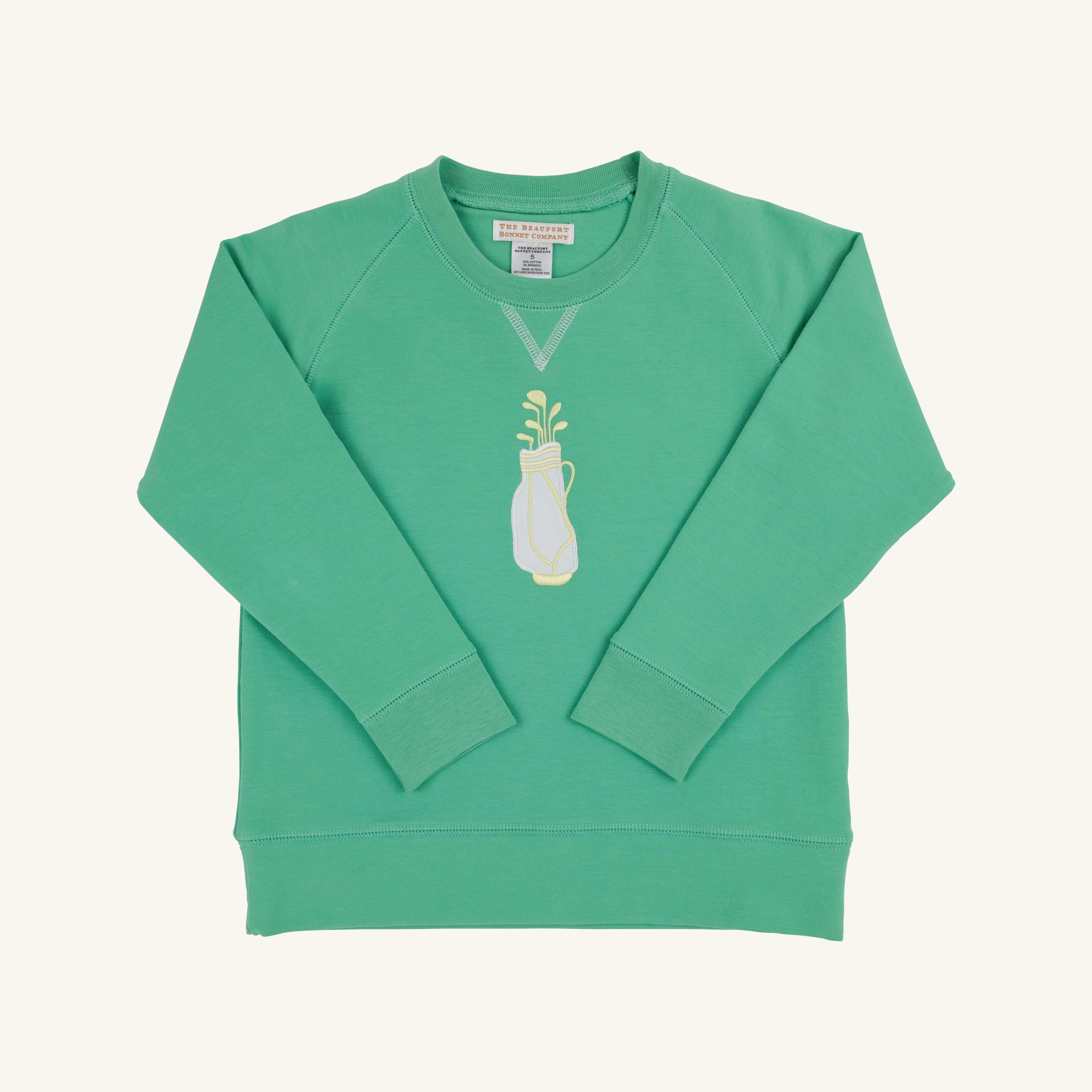Cassidy Comfy Crewneck - Gibson Island Green with Golf Bag Embroidery