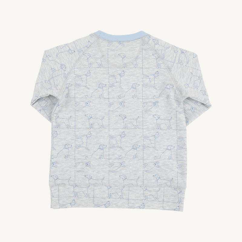 Cassidy Comfy Crewneck - Puppy Puzzle with Beale Street Blue