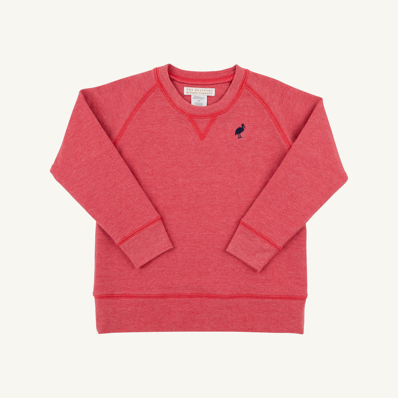 Cassidy Comfy Crewneck - Richmond Red Heathered with Nantucket Navy Stork