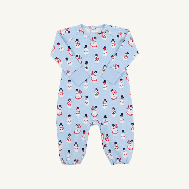Cassidy Comfy Crewneck Romper - Frosty Friends with Beale Street Blue