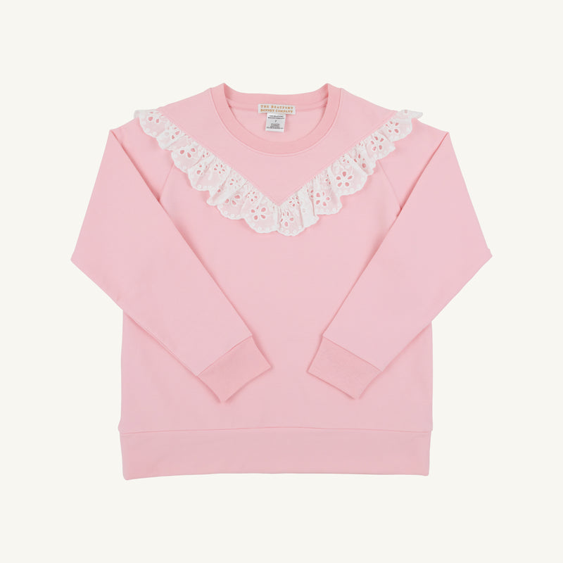 Cassidy Comfy Crewneck - Sandpearl Pink & Worth Avenue White