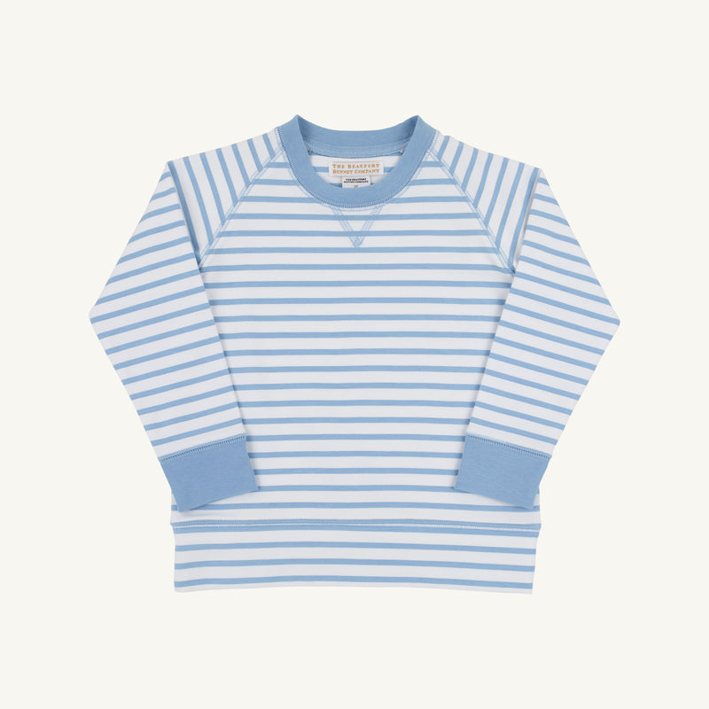 Cassidy Comfy Crewneck - Sarasota Sky Stripe with Sarsota Sky