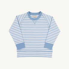 Cassidy Comfy Crewneck - Sarasota Sky Stripe with Sarsota Sky