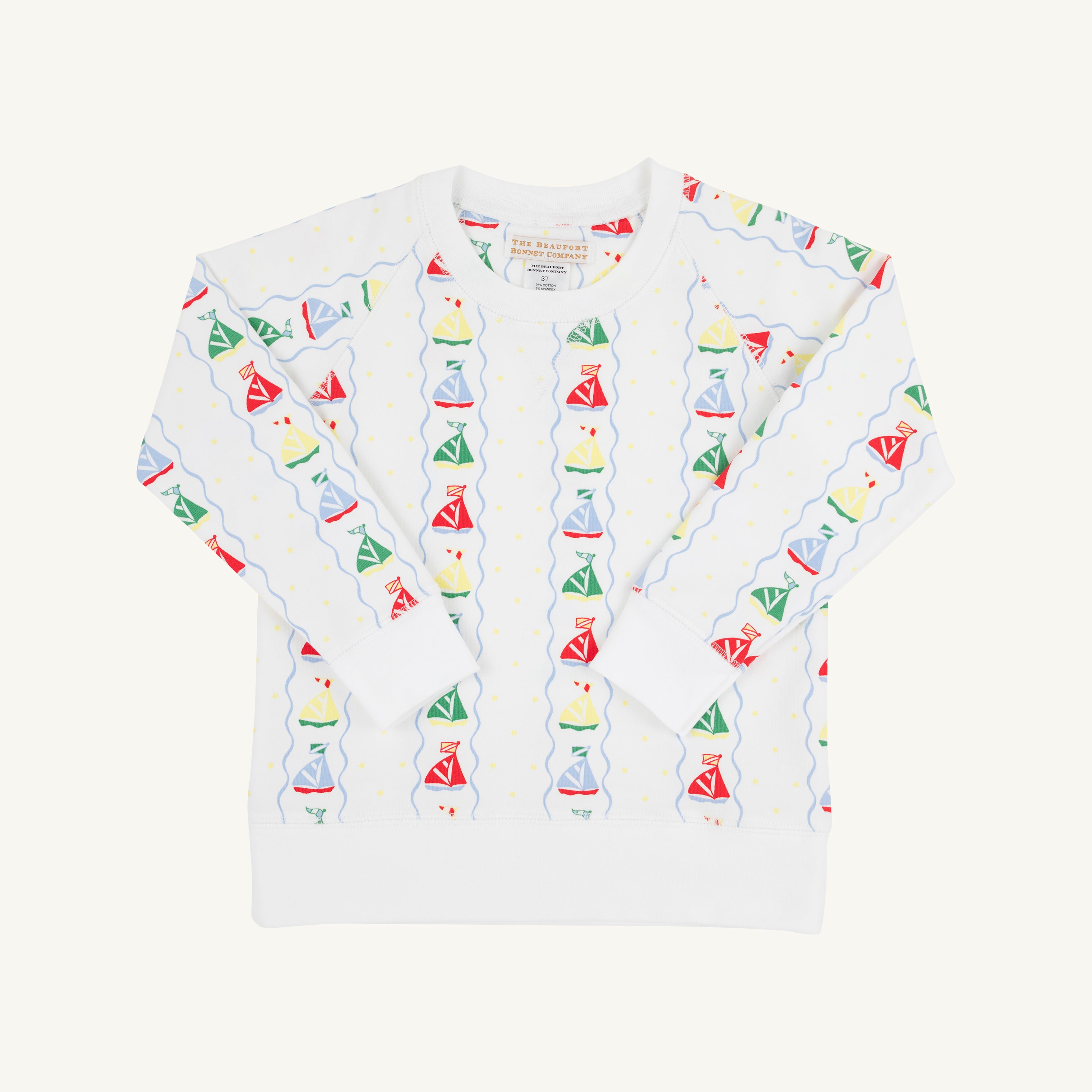 Cassidy Comfy Crewneck - Set Sail with Worth Avenue White