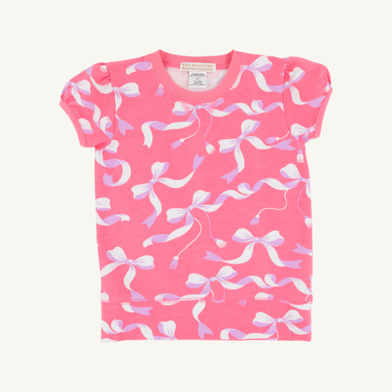 Cassidy Comfy Crewneck Short Puff Sleeve - Bagley Bows with Romany Rose