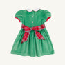 Cindy Lou Sash Dress (Velveteen) - Kiawah Kelly Green with Worth Avenue White & Wilson Pier Plaid