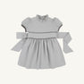Cindy Lou Sash Dress - Grantley Gray Houndstooth featuring a ruffled collar, puff sleeves, and a back-tie sash.
