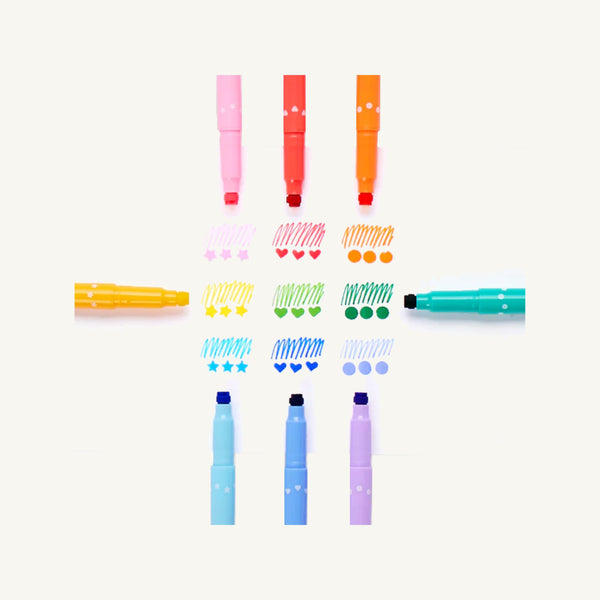 Confetti Stamp Double Ended Markers - Ooly