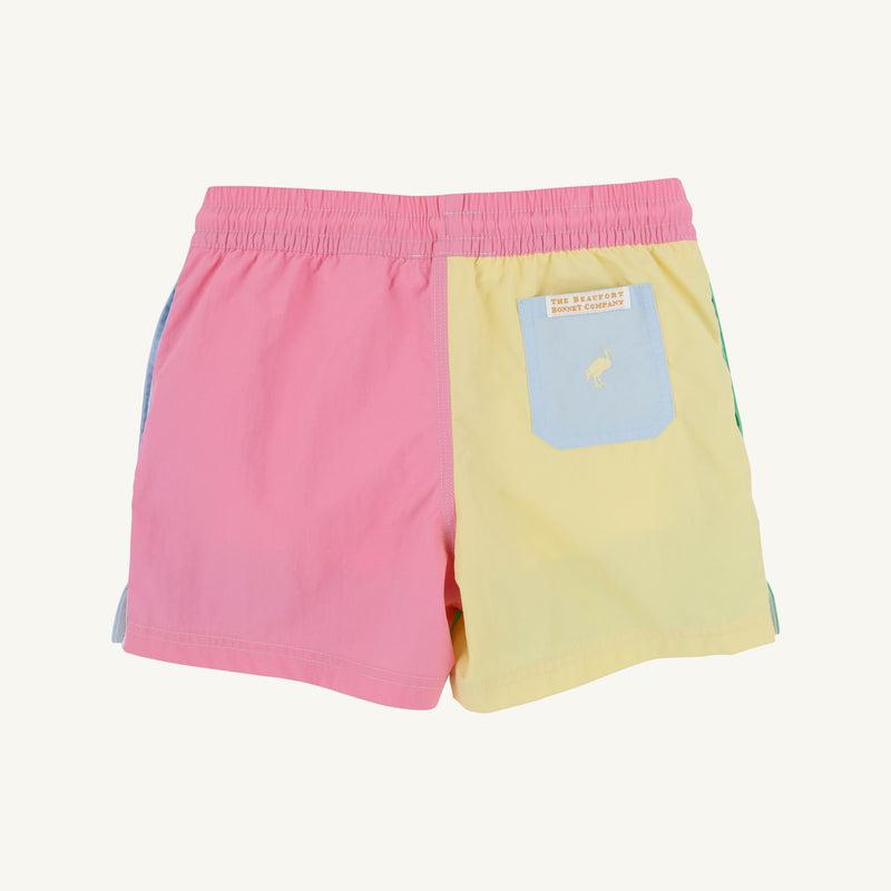 Country Club Colorblock Trunks - Grace Bay Green, Buckhead Blue, Lake Worth Yellow and Hamptons Hot Pink