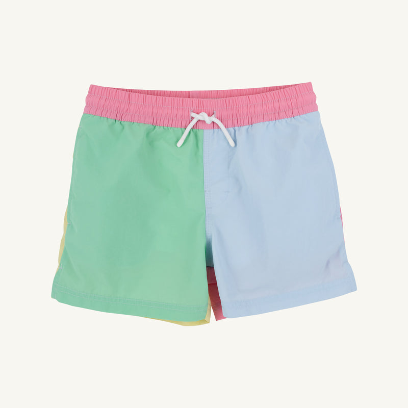 Country Club Colorblock Trunks - Grace Bay Green, Buckhead Blue, Lake Worth Yellow and Hamptons Hot Pink