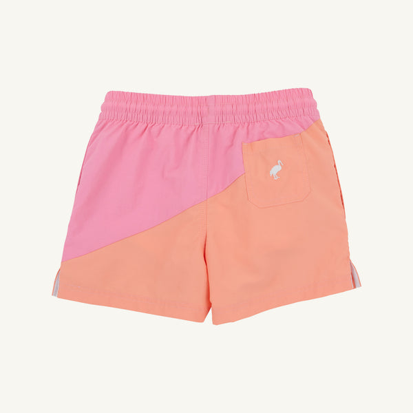 Country Club Colorblock Trunks - Hamptons Hot Pink & Seashore Sherbet