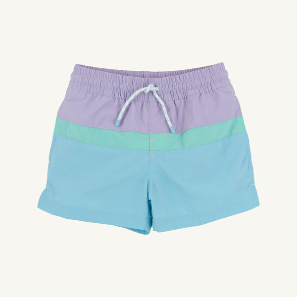 Country Club Colorblock Trunks - Lauderdale Lavender with Turks Teal & Belhaven Blue
