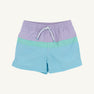 Country Club Colorblock Trunks - Lauderdale Lavender with Turks Teal & Belhaven Blue