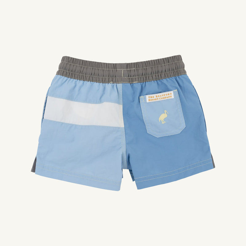 Country Club Color Block Trunks - Park City Periwinkle, Beale Street Blue & Grantley Gray