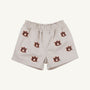 Auburn Critter Sheffield Shorts in Saratoga Stone by The Beaufort Bonnet Company, featuring multiple embroidered Auburn University logos in orange and navy blue on a plain white background. Ideal as kids’ gameday shorts or classic Auburn logo shorts.