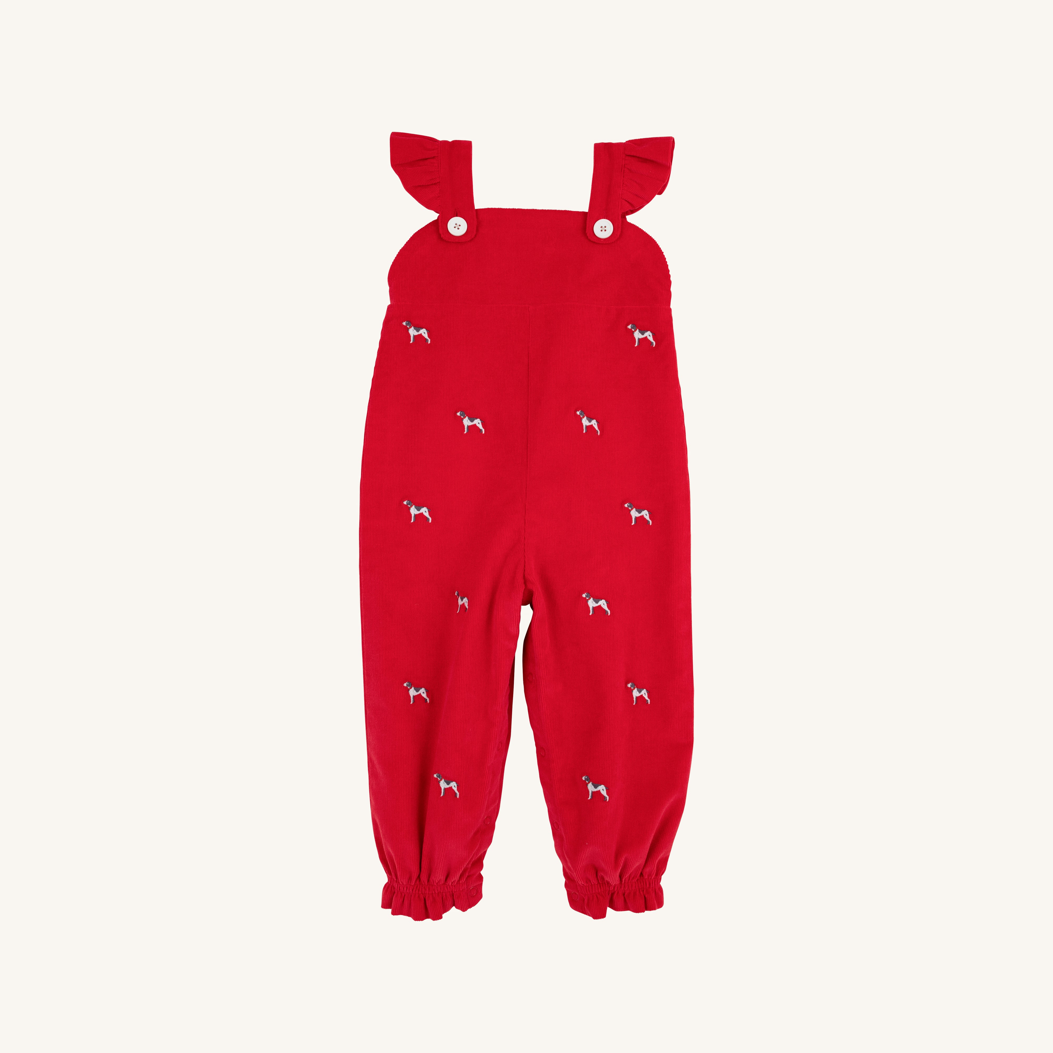 Critter Violet's Vintage Overalls (Corduroy) - Richmond Red with Dog Embroidery