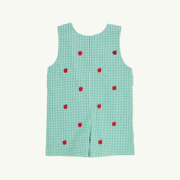 Critter Jack Keene Jon Jon - Gibson Island Green Mini Gingham with Apple Embroidery