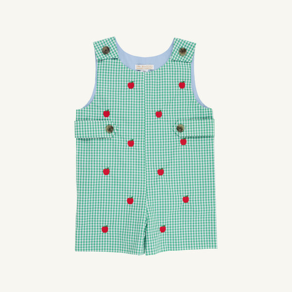 Critter Jack Keene Jon Jon - Gibson Island Green Mini Gingham with Apple Embroidery