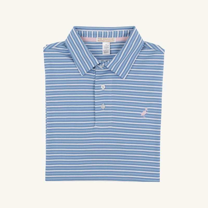 Croquet Party Polo - Sumner County Stripe (Sunrise Blvd. Blue) with Palm Beach Pink