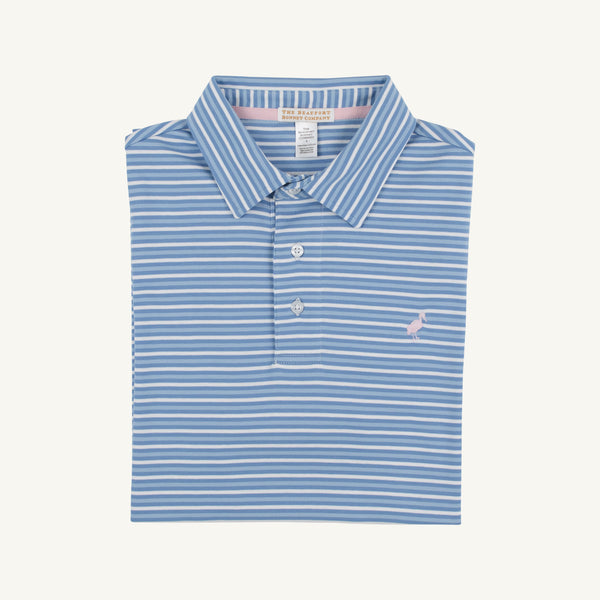 Croquet Party Polo - Sumner County Stripe (Sunrise Blvd. Blue) with Palm Beach Pink